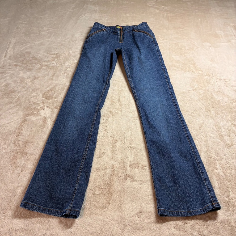 Y.O.Y.O. Vintage Y2K Flare Jeans Medium Wash Exposed Zipper Pockets Womens 3